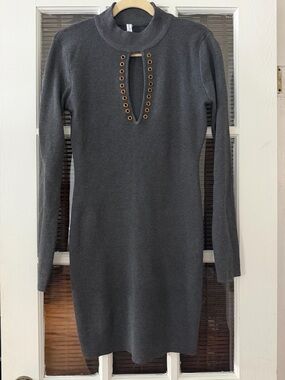 Icon Apparel Women’s XL Gray Rib Knit Bodycon Sweater Dress | SKU 0169